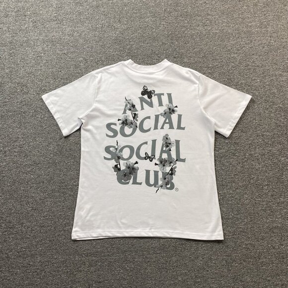 Anti Social Social Club White T Shirt With Floral And Butterfly Print